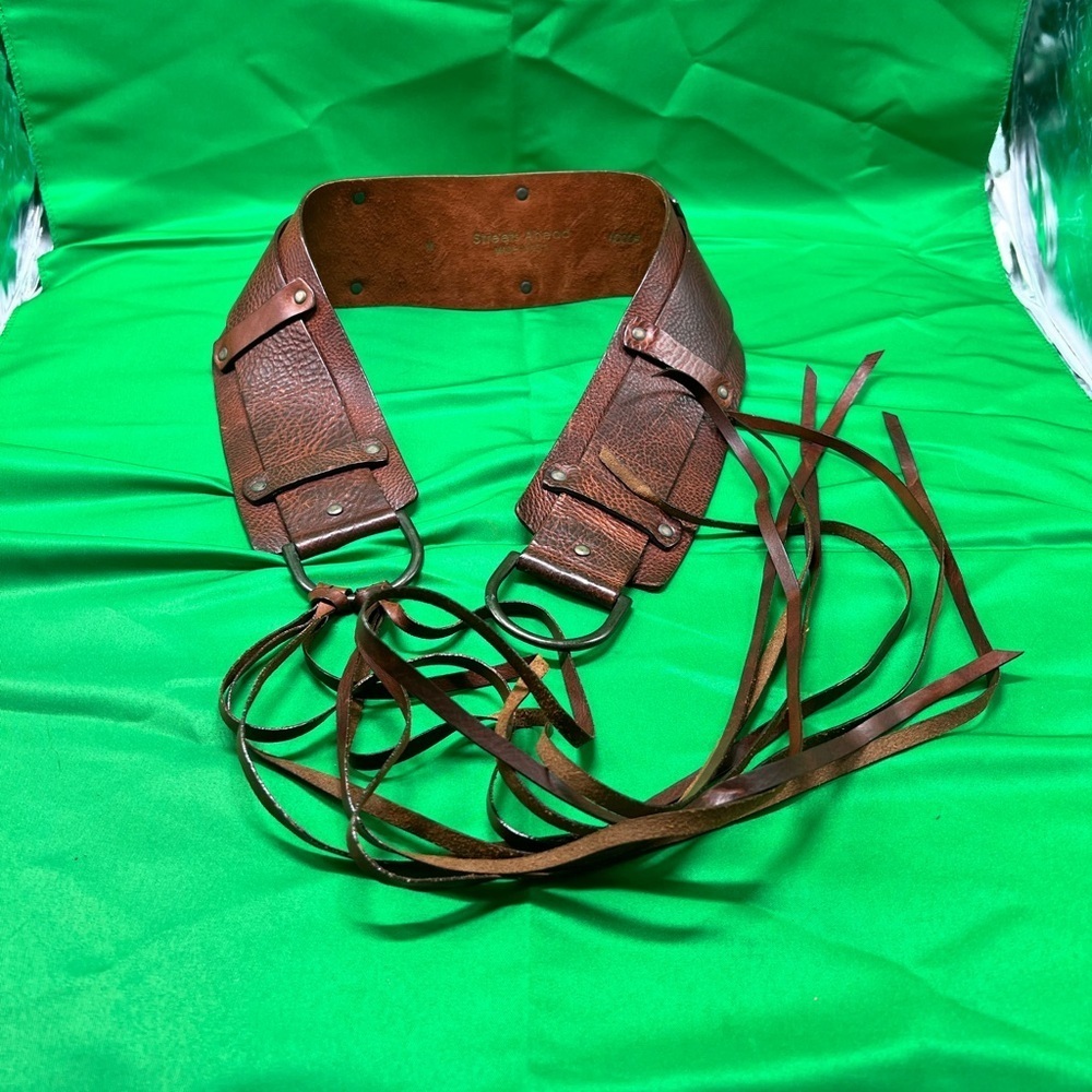 VTG Streets Ahead leather belt with fringe, sz M